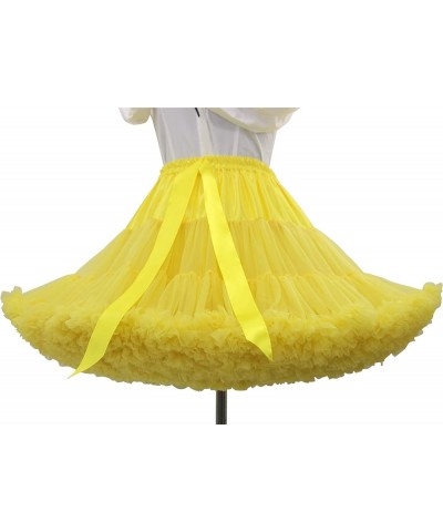 Womens 3-Layered Pleated Tulle Petticoat Tutu Puffy Party Cosplay Skirt Yellow $14.24 Skirts