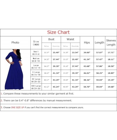 Plus-Size Maxi Dresses for Women African Summer 3/4 Sleeves Beach Sundress with Pockets 8660blue $22.41 Dresses