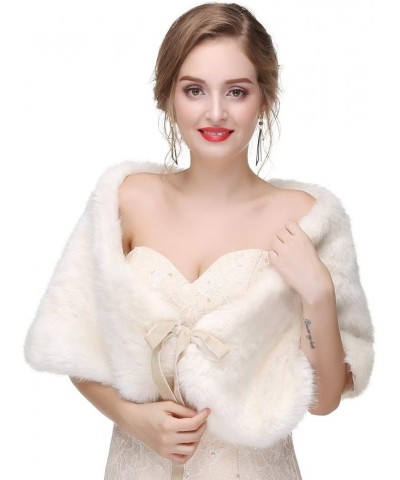 Women's Winter Warm Navy Faux Fur Shawl Coat Jacket Parka Outerwear Tops Milk White $15.40 Coats