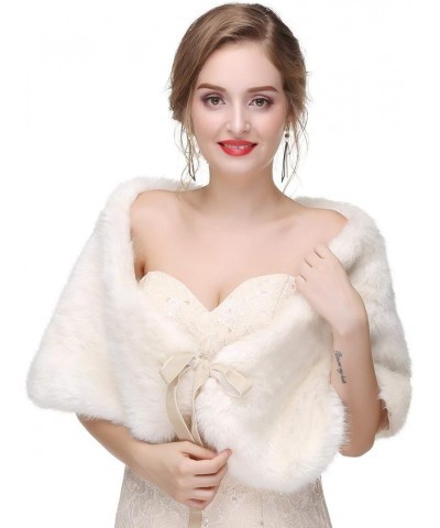 Women's Winter Warm Navy Faux Fur Shawl Coat Jacket Parka Outerwear Tops Milk White $15.40 Coats