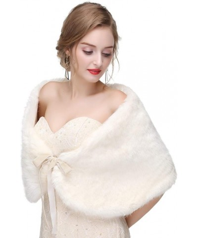 Women's Winter Warm Navy Faux Fur Shawl Coat Jacket Parka Outerwear Tops Milk White $15.40 Coats