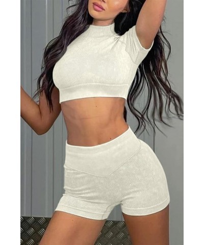 Workout Sets for Women Seamless Ribbed Sweetheart Neck Long Sleeve Crop Top Scrunch Butt High Wasit Legging Sets 2 Beige $25....