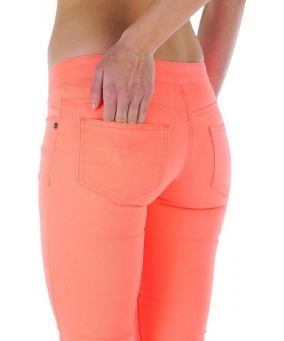 Women’s Basic Timeless Classic Everyday Denim Skinny Jeans Black Button - Neon Orange $15.16 Jeans