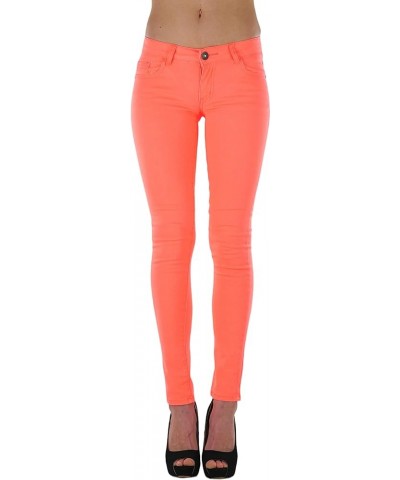 Women’s Basic Timeless Classic Everyday Denim Skinny Jeans Black Button - Neon Orange $15.16 Jeans