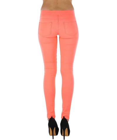 Women’s Basic Timeless Classic Everyday Denim Skinny Jeans Black Button - Neon Orange $15.16 Jeans