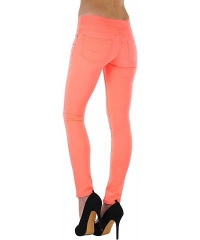 Women’s Basic Timeless Classic Everyday Denim Skinny Jeans Black Button - Neon Orange $15.16 Jeans