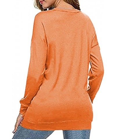 Women Crewneck Pullover Sweatshirt Casual Fall Fashion Color Block Loose Long Sleeve Tops Plain Sweatshirts A001-orange $17.5...