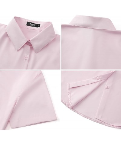 Women Button Down Short/Long Sleeve Shirt Model Smooth Wrinkle Free Work Casual Blouse Pink $12.18 Blouses