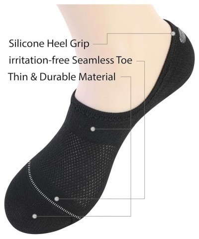 Seamless No Show Socks For Women 6 Pack Liner Thin Cotton Footies Black 6 Pairs $10.65 Socks