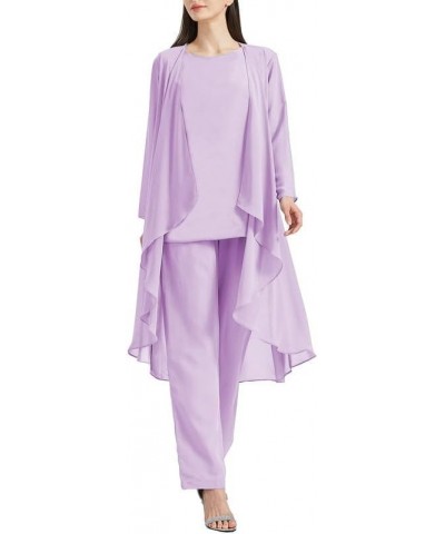 Mother of The Bride Dresses Chiffon Pant Suits Long Wedding Guest Dresses 3 Pieces Jumpsuits Formal Evening Gowns Lilac $31.0...