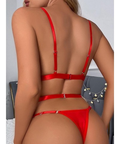 Lingerie for Women 2pack Floral Lace Cut-Out Teddy Bodysuit with 1pair Leg Rings Sleep & Lounge (Color : Red, Size : X-Large)...