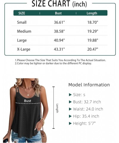 Women's Tank Tops Eyelet Embroidery Sleeveless Spaghetti Strap Tops Scoop Neck Sexy Loose Fit Casual Summer Black $10.79 Tanks