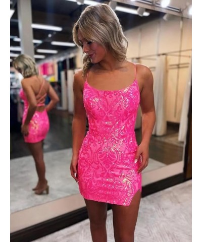 Juniors Sparkly Sequin Short Tight Homecoming Dresses for Teens One Shoulder Prom Dress Mini Cocktail Party Dress YZTS119 C-l...