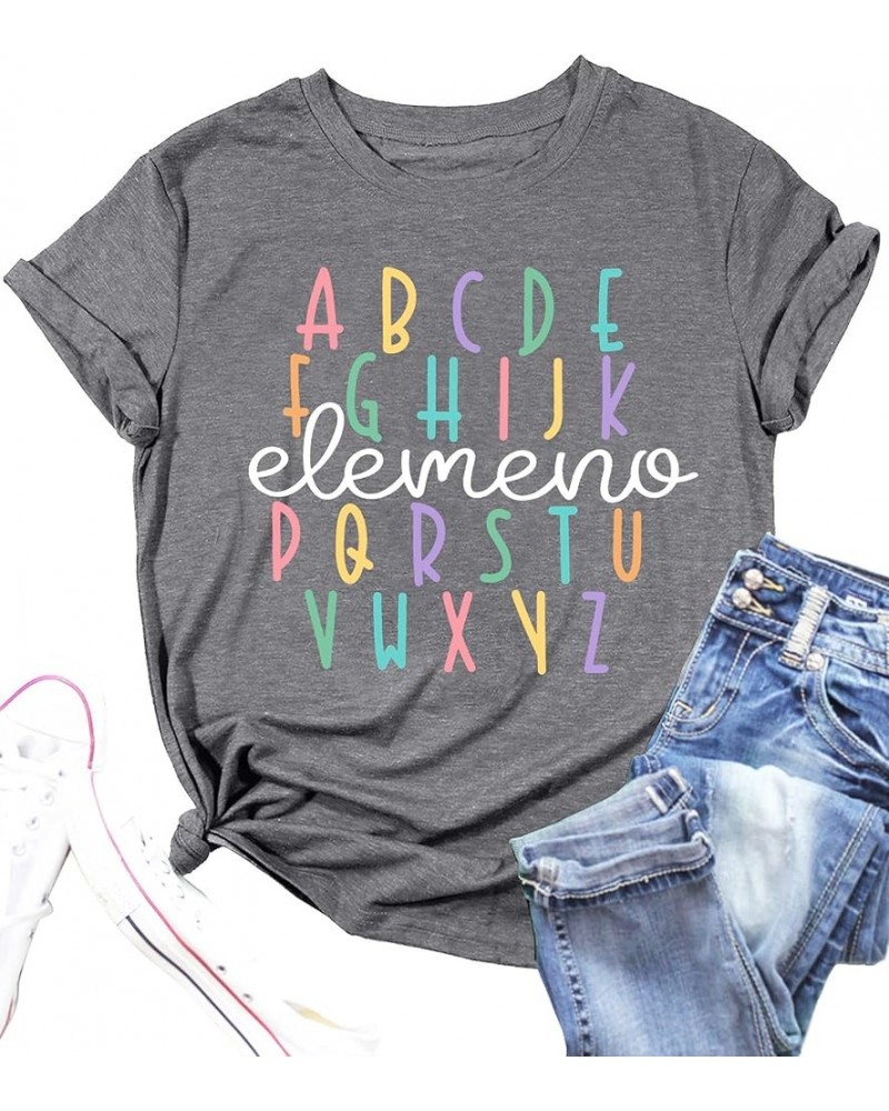 Teacher Shirt Women Alphabet Teaching Graphic Tee Tops Kindergarten Teachers Gift T-Shirts Z-gray $11.79 T-Shirts