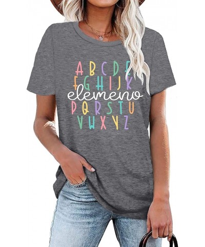 Teacher Shirt Women Alphabet Teaching Graphic Tee Tops Kindergarten Teachers Gift T-Shirts Z-gray $11.79 T-Shirts