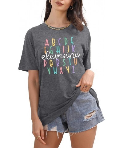 Teacher Shirt Women Alphabet Teaching Graphic Tee Tops Kindergarten Teachers Gift T-Shirts Z-gray $11.79 T-Shirts