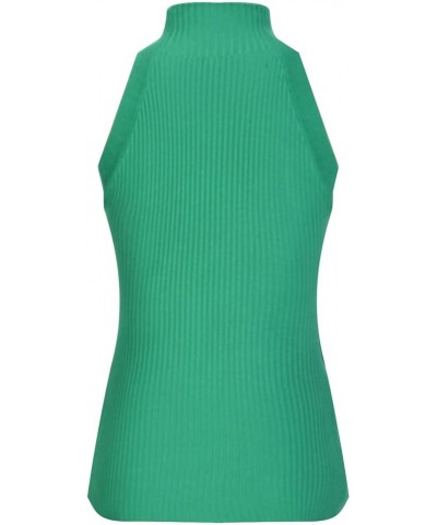 Women High Neck Knitted Tank Top Sexy Cut Out Twist Front Top Hollow Out Sleeveless Sweater Vest Knitwear Y2K Clothing Green ...