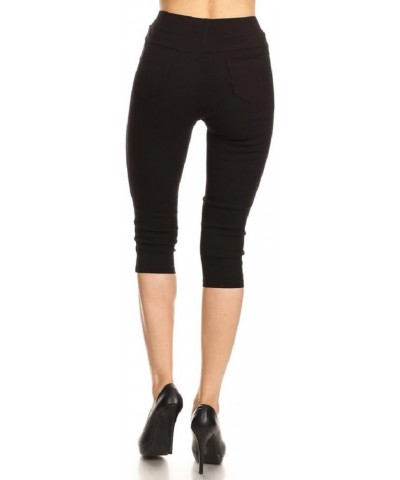 Women's Jeggings & Capri High Waist Pull-On Jean Style Stretchy Skinny Pants Black Capri $9.99 Leggings