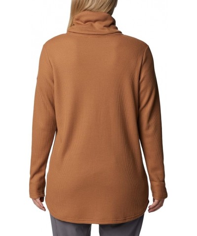 Women's Holly Hideaway Waffle Cowl Neck Pullover Camel Brown $22.33 Sweaters