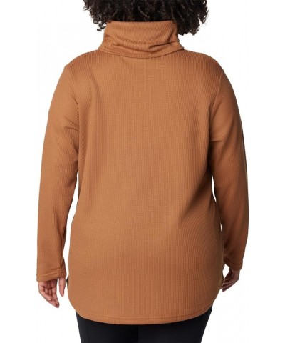 Women's Holly Hideaway Waffle Cowl Neck Pullover Camel Brown $22.33 Sweaters