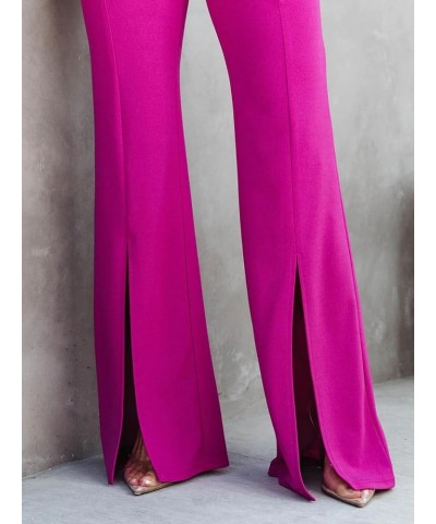 Women's Pants Wide Leg Pant Split Hem Casual Work Long Lounge Trousers Rose Red $19.94 Pants