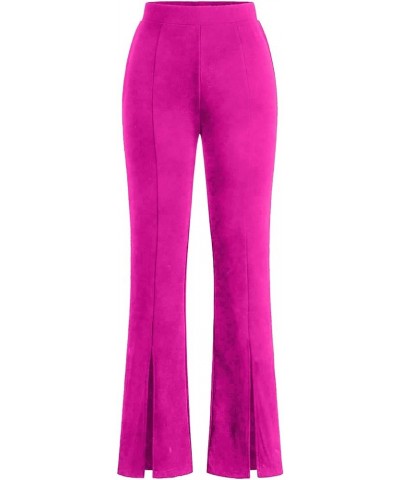 Women's Pants Wide Leg Pant Split Hem Casual Work Long Lounge Trousers Rose Red $19.94 Pants