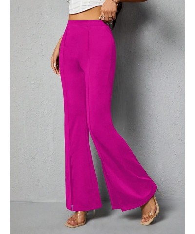 Women's Pants Wide Leg Pant Split Hem Casual Work Long Lounge Trousers Rose Red $19.94 Pants