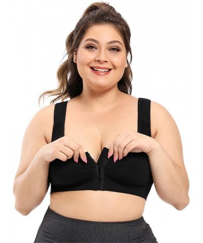 Women Post-Surgical Sports Support Padded Bra Front Closure with Adjustable Straps Wirefree Racerback Black $9.99 Lingerie