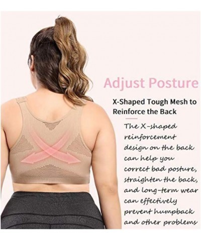 Women Post-Surgical Sports Support Padded Bra Front Closure with Adjustable Straps Wirefree Racerback Black $9.99 Lingerie