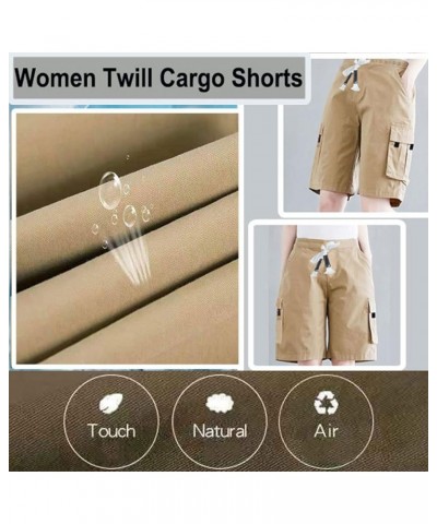 Women's Casual Cargo Shorts Elastic Waist Drawstring Cotton Loose Fit Outdoor Bermuda Shorts Multi Pockets 2army Green $16.81...