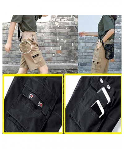 Women's Casual Cargo Shorts Elastic Waist Drawstring Cotton Loose Fit Outdoor Bermuda Shorts Multi Pockets 2army Green $16.81...