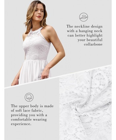 Women's Sleeveless Halter Floral Lace Formal Dress Cocktail Party Dress Bridesmaid Dress White $31.31 Dresses