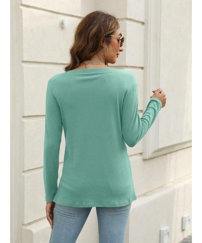 Women's Long Sleeve Color Block Tunics Tops V Neck Casual Cute Shirts Fall Loose Fit Blouses Tees Mint Green $16.19 Tops