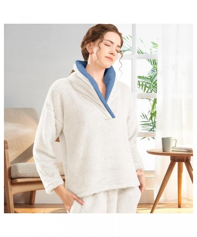 Fluffy Pajamas Set for Women Soft Comfy Fleece Pjs Pullover Pants Loose Plush Sleepwear Fuzzy Loungewear for Winter White $15...