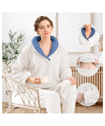 Fluffy Pajamas Set for Women Soft Comfy Fleece Pjs Pullover Pants Loose Plush Sleepwear Fuzzy Loungewear for Winter White $15...