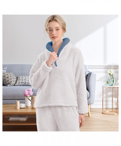 Fluffy Pajamas Set for Women Soft Comfy Fleece Pjs Pullover Pants Loose Plush Sleepwear Fuzzy Loungewear for Winter White $15...