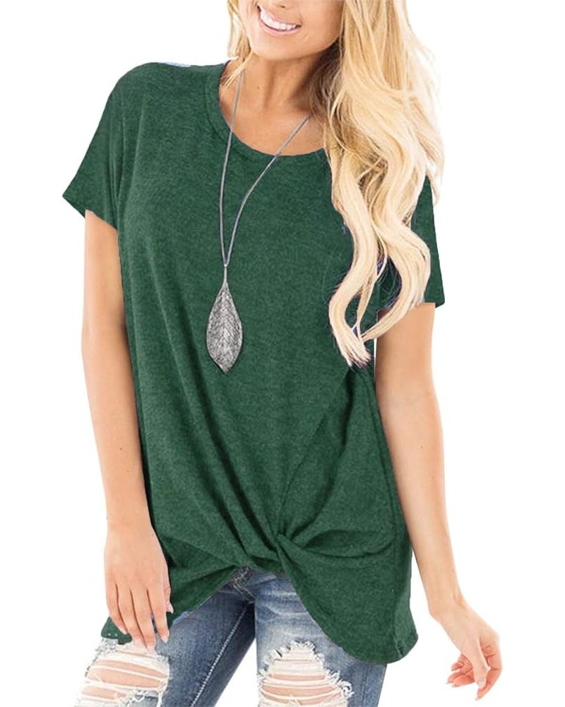 Women's Casual Shirts Twist Knot Tunics Tops 003- Green $11.60 Tops