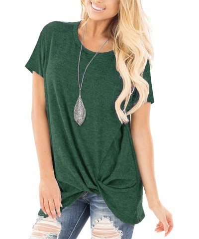 Women's Casual Shirts Twist Knot Tunics Tops 003- Green $11.60 Tops