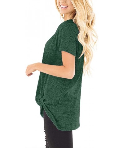 Women's Casual Shirts Twist Knot Tunics Tops 003- Green $11.60 Tops