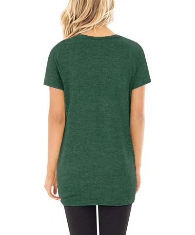 Women's Casual Shirts Twist Knot Tunics Tops 003- Green $11.60 Tops