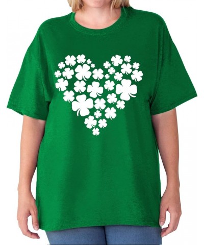 Plus Size St Patricks Day Shirt Women Shamrock Heart Graphic Tees St Patty's Lucky T-Shirt Irish Short Sleeve Tops Green1-lov...