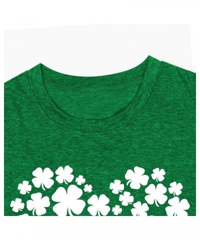 Plus Size St Patricks Day Shirt Women Shamrock Heart Graphic Tees St Patty's Lucky T-Shirt Irish Short Sleeve Tops Green1-lov...