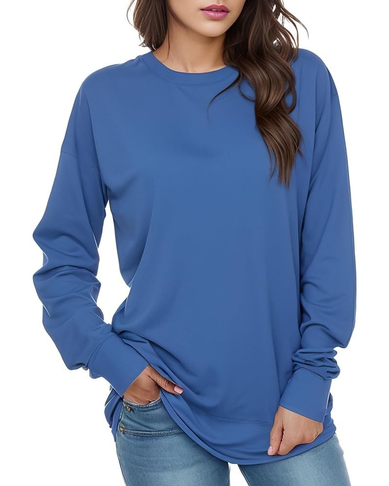 Womens Sweatshirts Hoodies Fleece Crewneck Oversized Pullover Sweaters Casual Fall Clothes Royal Blue $13.99 Others