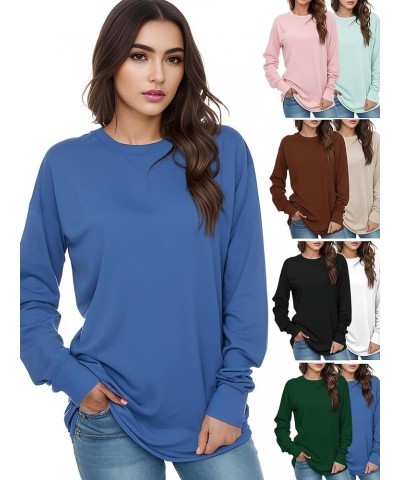 Womens Sweatshirts Hoodies Fleece Crewneck Oversized Pullover Sweaters Casual Fall Clothes Royal Blue $13.99 Others