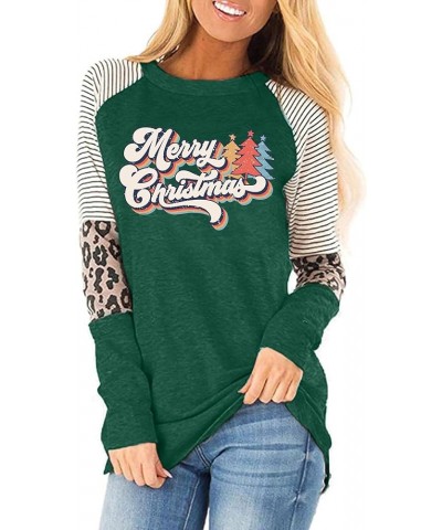 Christmas T Shirt Womens Merry and Bright Shirt Xmas Leopard Print Tree T-Shirt Holiday Graphic Tee Tops Retrochristmas $10.5...