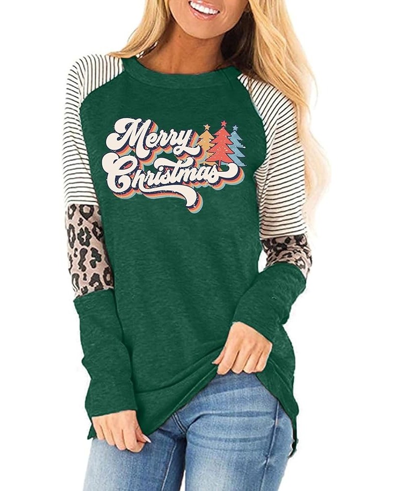 Christmas T Shirt Womens Merry and Bright Shirt Xmas Leopard Print Tree T-Shirt Holiday Graphic Tee Tops Retrochristmas $10.5...