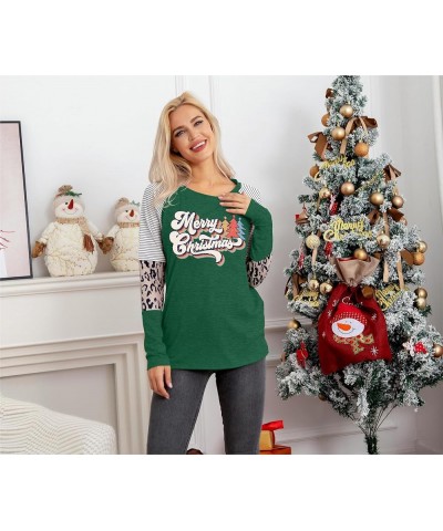 Christmas T Shirt Womens Merry and Bright Shirt Xmas Leopard Print Tree T-Shirt Holiday Graphic Tee Tops Retrochristmas $10.5...