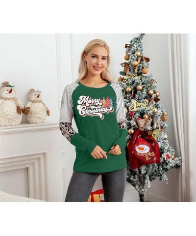 Christmas T Shirt Womens Merry and Bright Shirt Xmas Leopard Print Tree T-Shirt Holiday Graphic Tee Tops Retrochristmas $10.5...