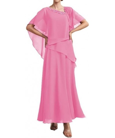 Mother of The Bride Dresses 2 Pieces Beaded Wedding Guest Dresses for Women Long Chiffon Mother of The Bride Dress Hot Pink $...